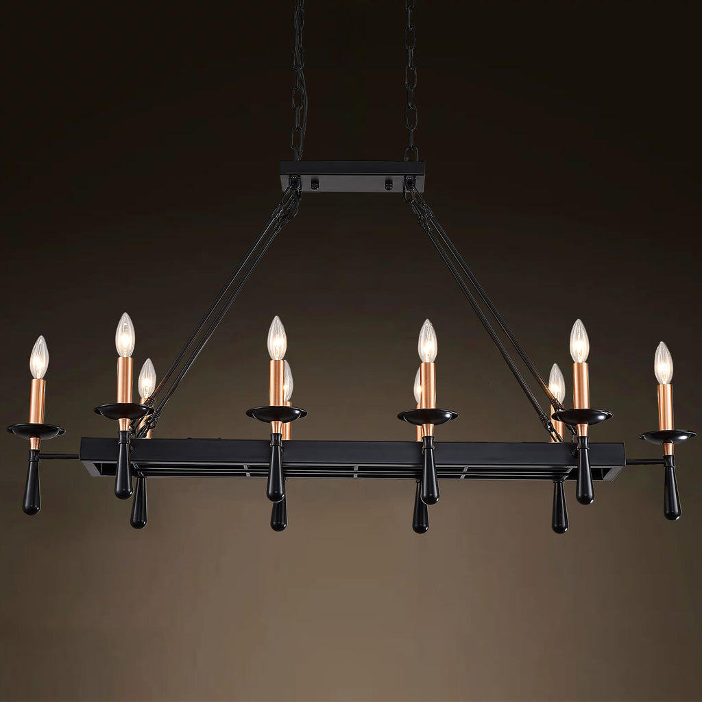 Rustic Candelabra Black Iron Frame Chandelier