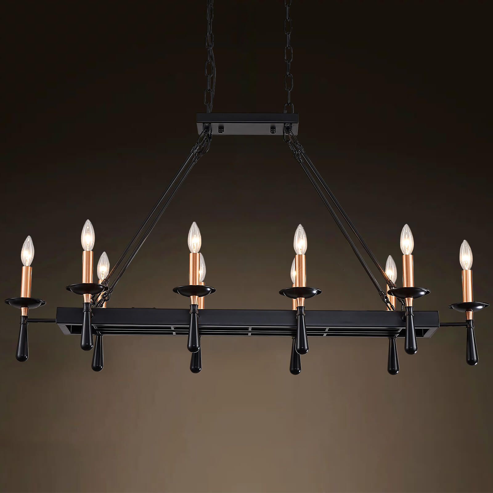 Rustic Candelabra Black Iron Frame Chandelier