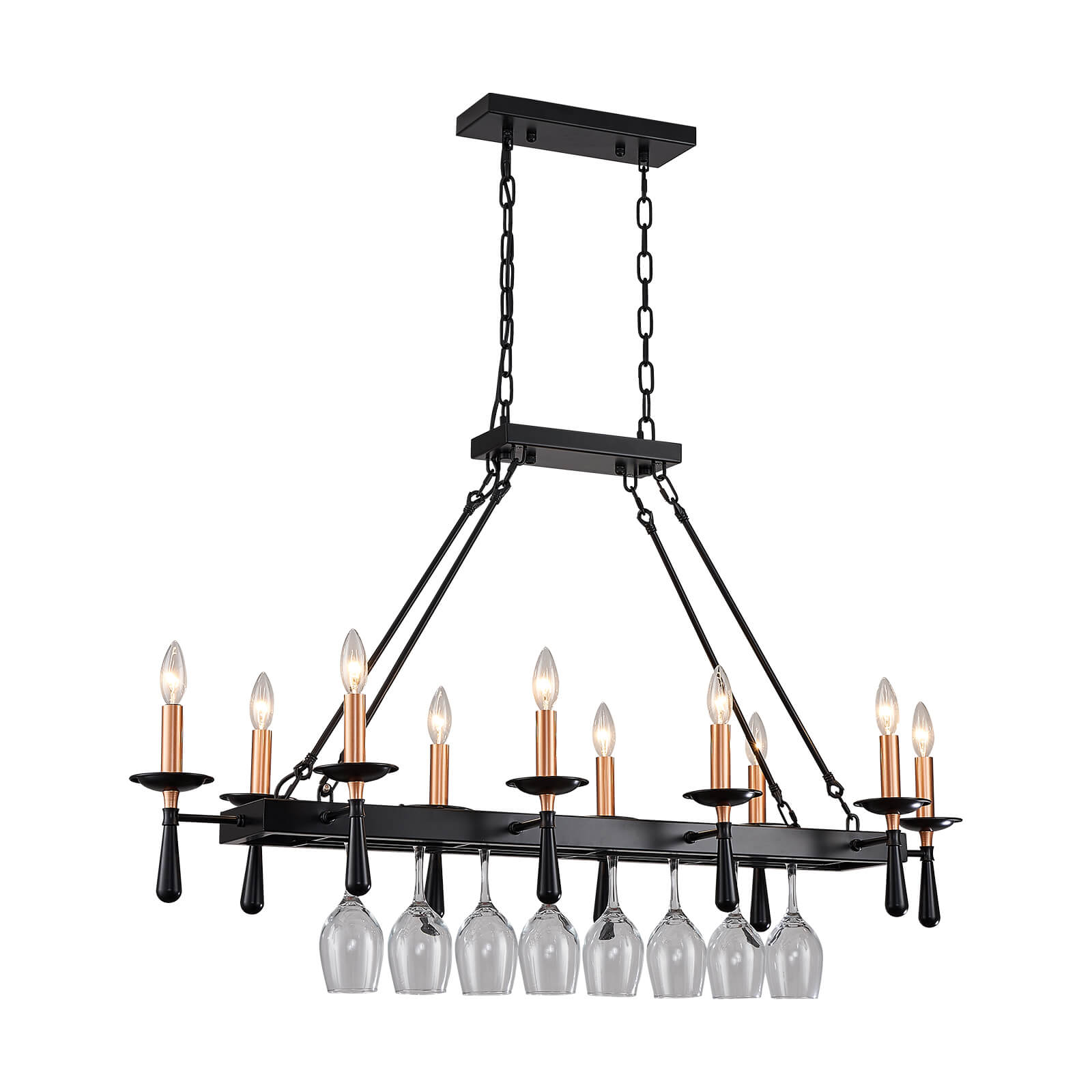 Rustic Candelabra Black Iron Frame Chandelier