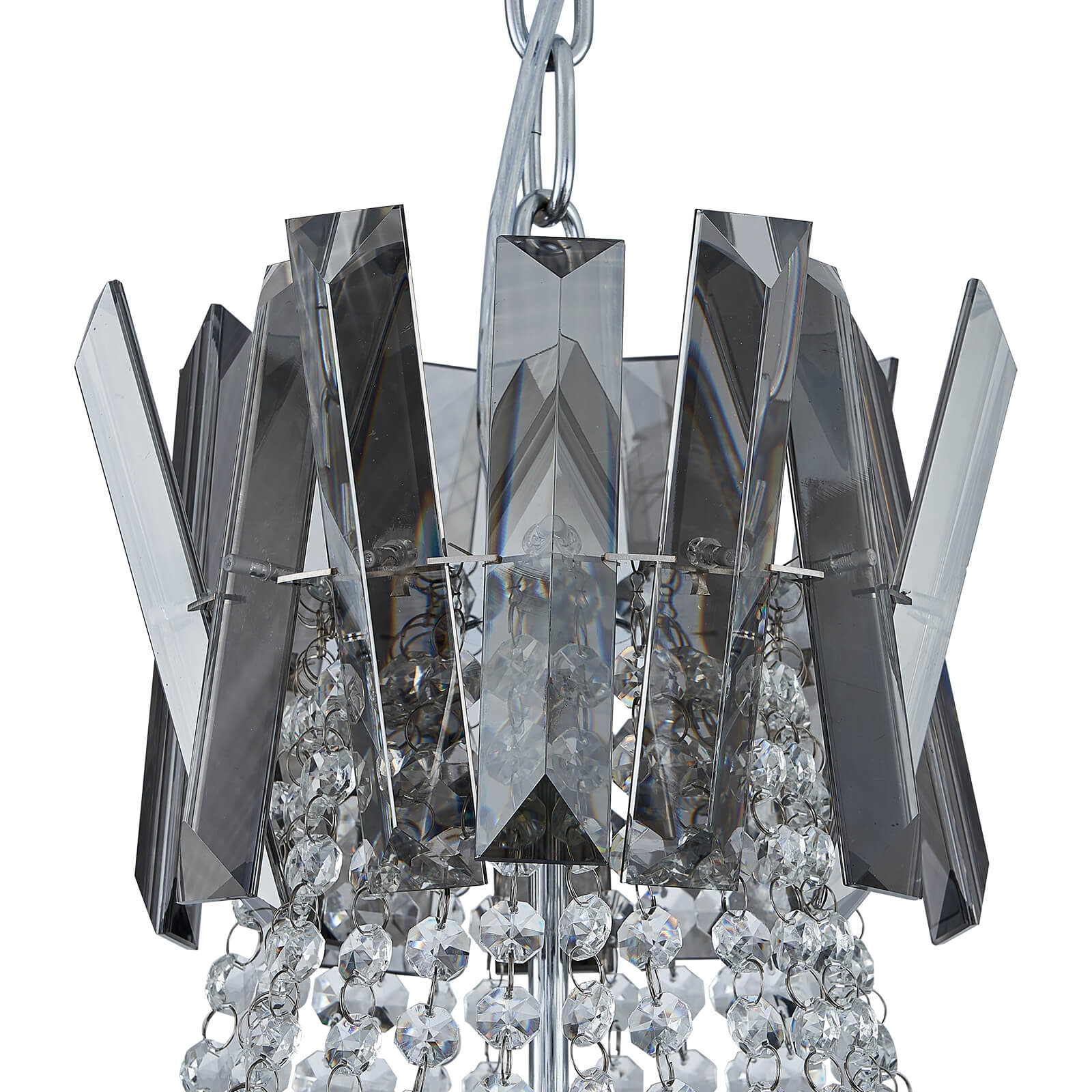 Victoria Deep Gray Metal Frame Crystal Chandelier