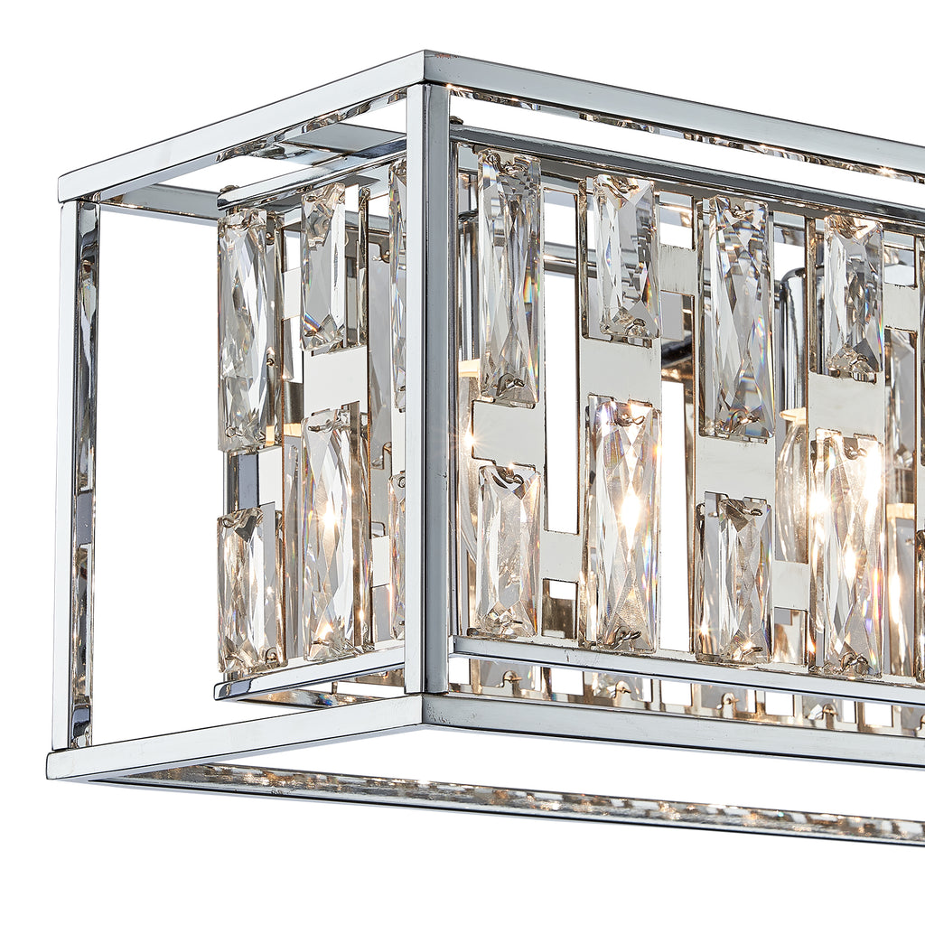 Silver Metal frame Rectangular Crystal Chandelier