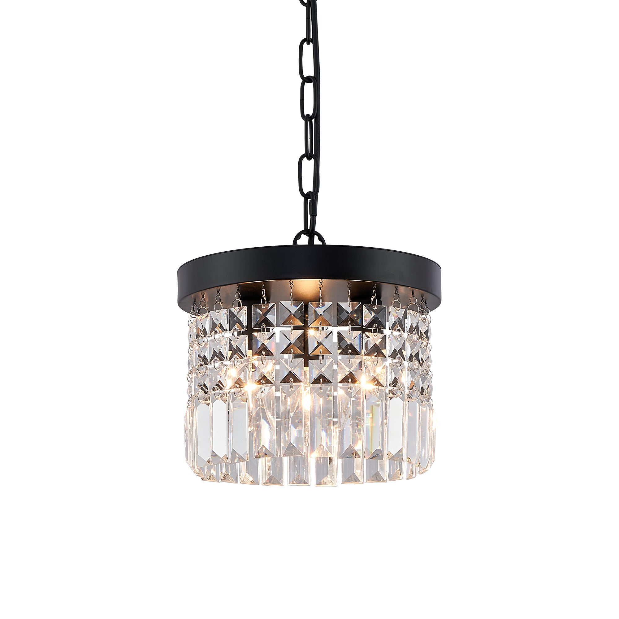 MOOONI-Matte-Black-Round-Crystal-Pendant-Light