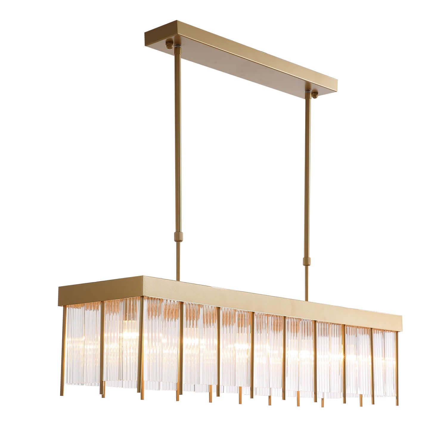 Rectangular Gold Frame Chandelier For Kitchen