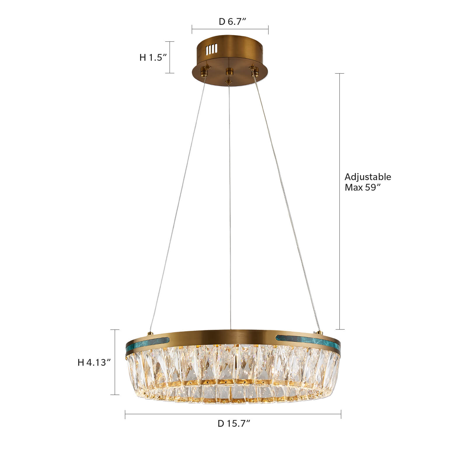 MOOONI-Drum-Gold-Crystal-Chandelier-Size-15.7"