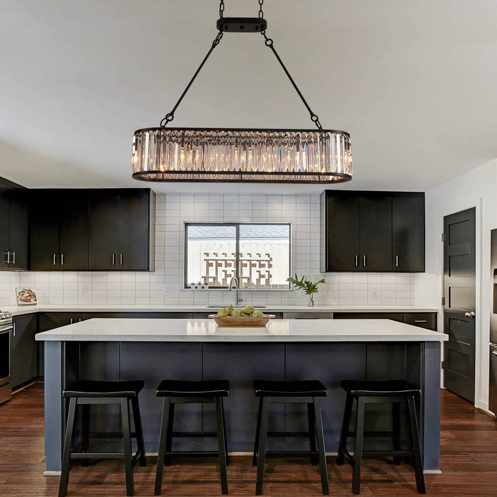 MOOONI-Vintage-Oval-Rectangular-Matte-Black-Crystal-Chandelier-Kitchen-Island
