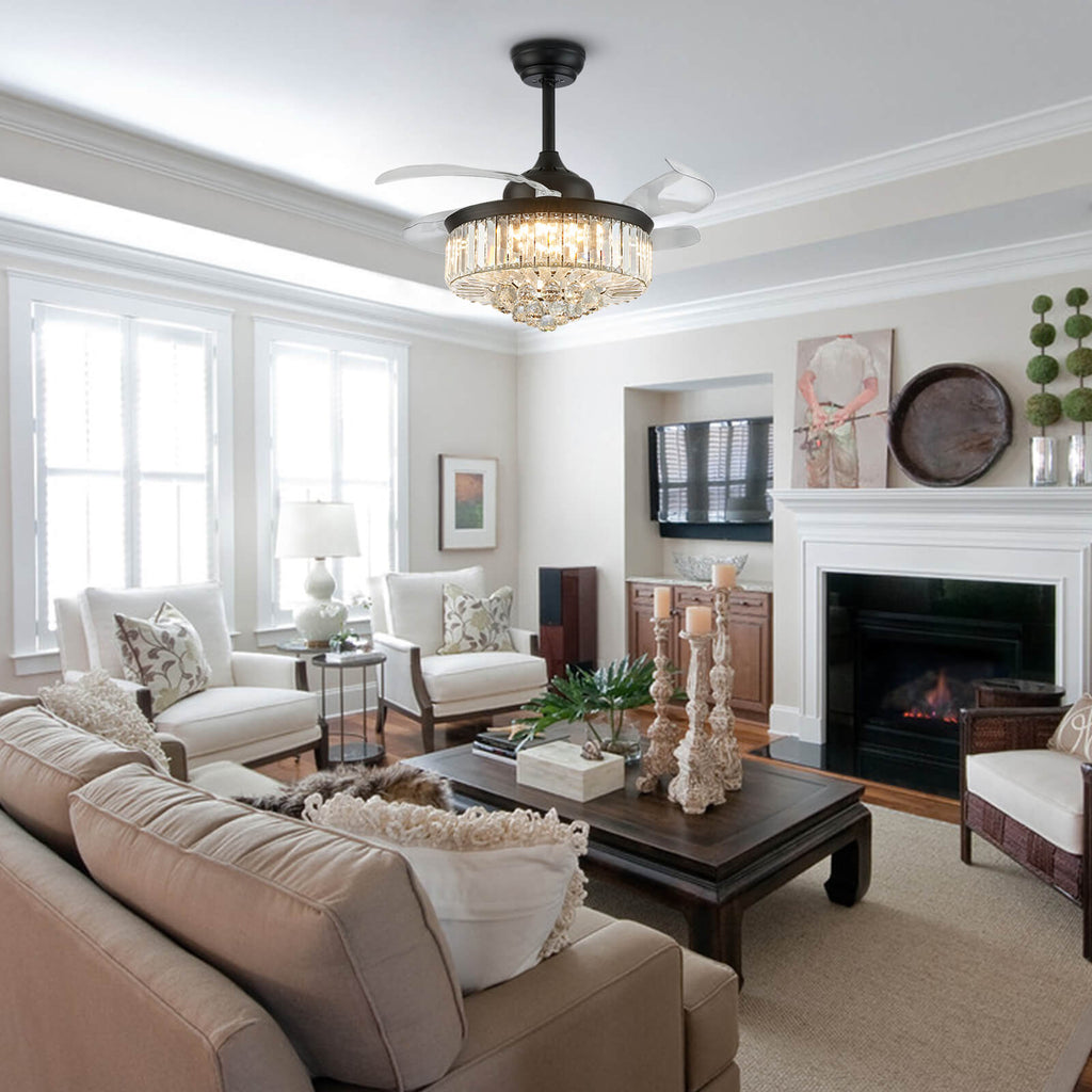 Classic Brushed Nickel Retractable All-in-One Fandelier