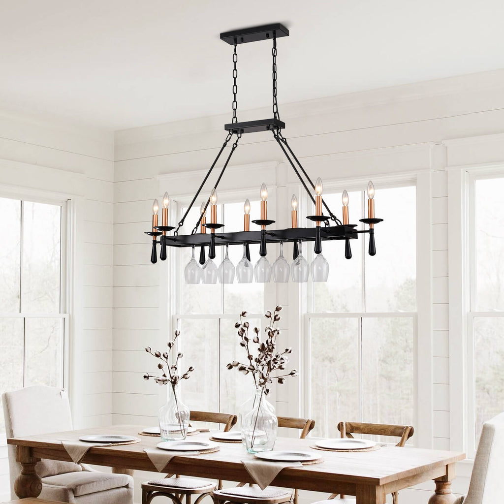 Rustic Candelabra Black Iron Frame Chandelier
