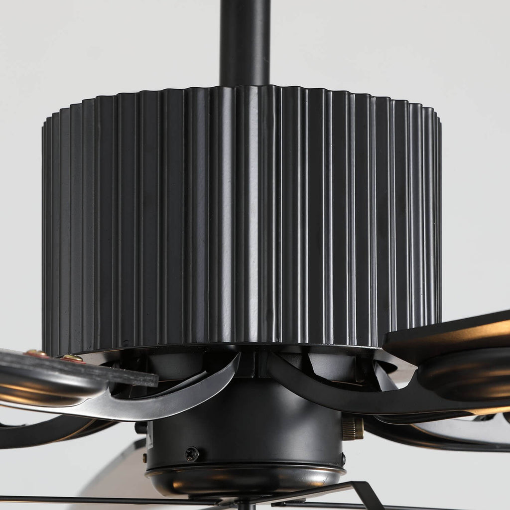 MOOONI-Ceiling-Fan-Light-Matte-Black-Finish-Industrial-Caged-Fandelier-52“-Lampshade