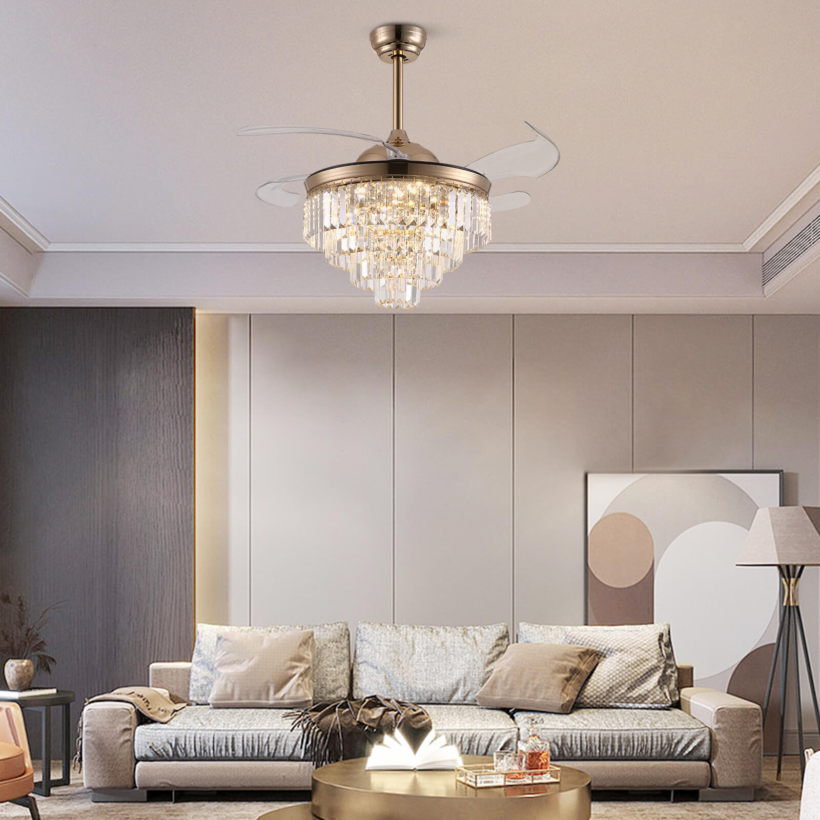 Top-Rated Crystal Gold Retractable l Fandelier