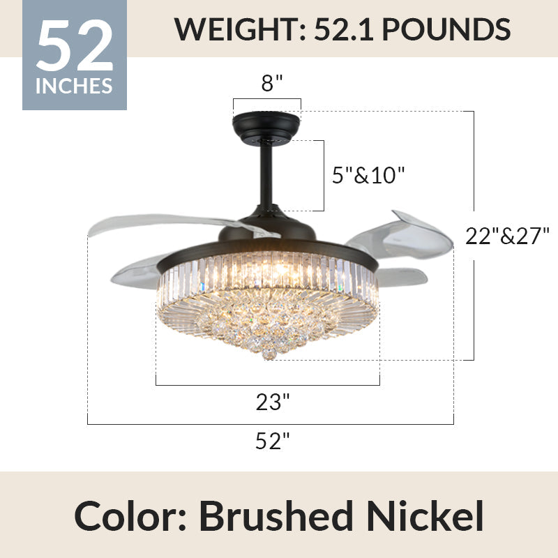 Classic Brushed Nickel Retractable All-in-One Fandelier