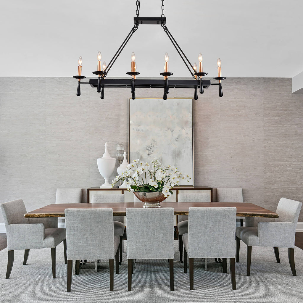 Rustic Candelabra Black Iron Frame Chandelier