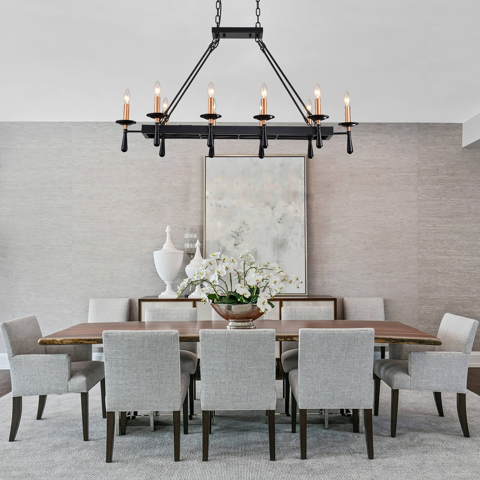 Rustic Candelabra Black Iron Frame Chandelier