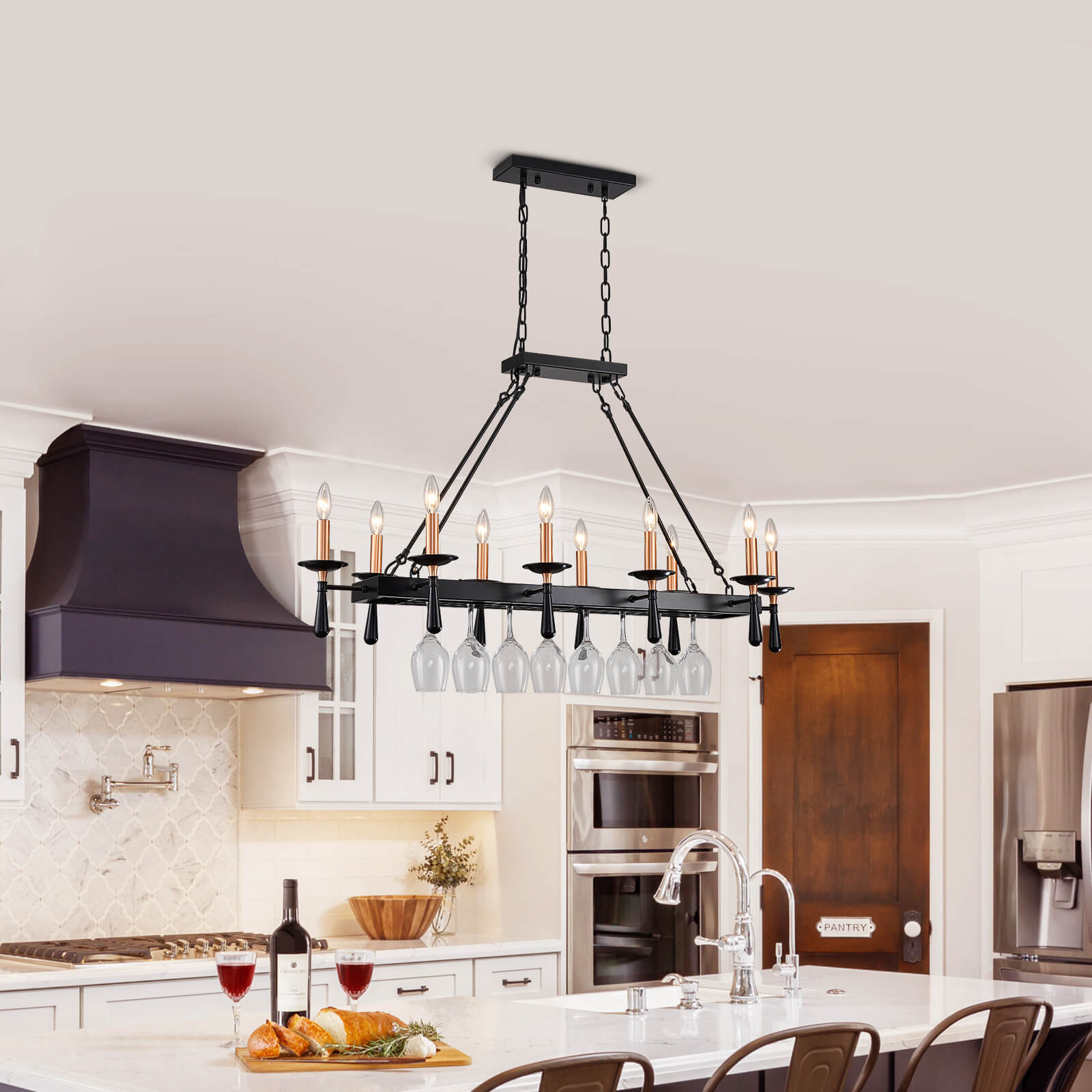 Rustic Candelabra Black Iron Frame Chandelier