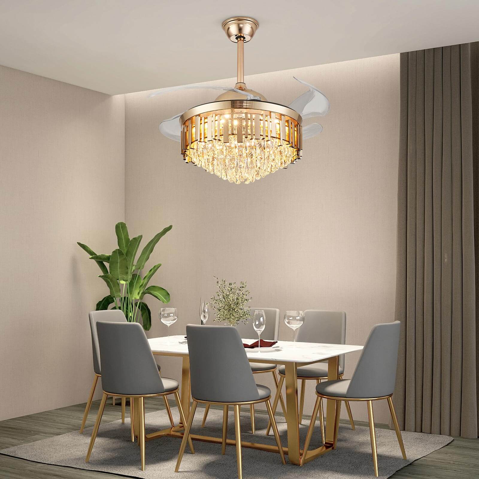 Round French Golden Crystal Fandelier Indoor