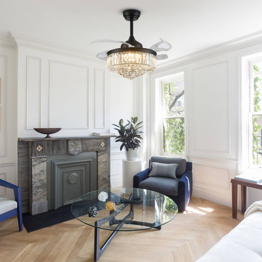 Classic Brushed Nickel Retractable All-in-One Fandelier