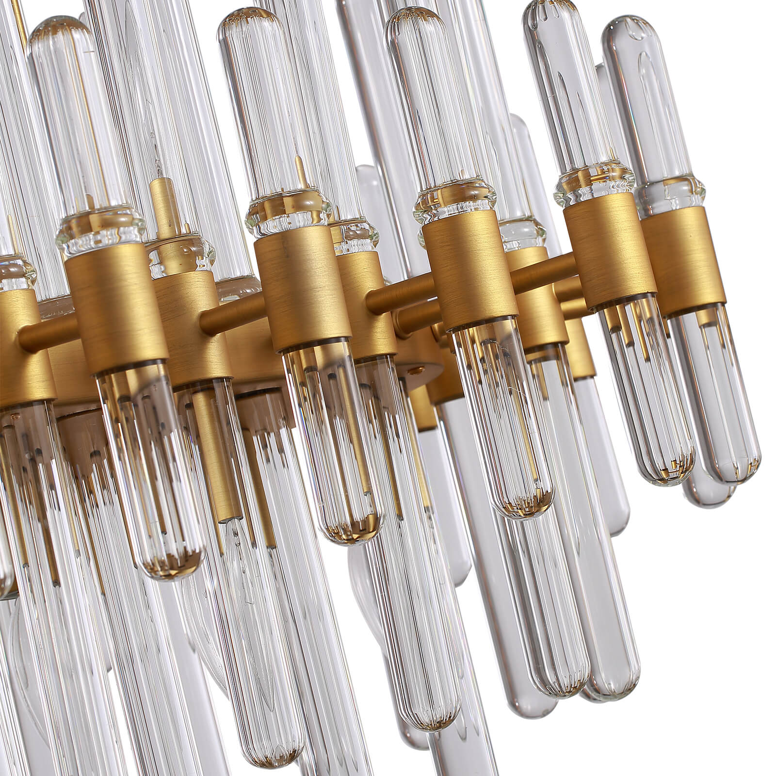 Rectangular Gold Frame Glass Bar Chandelier For Kitchen