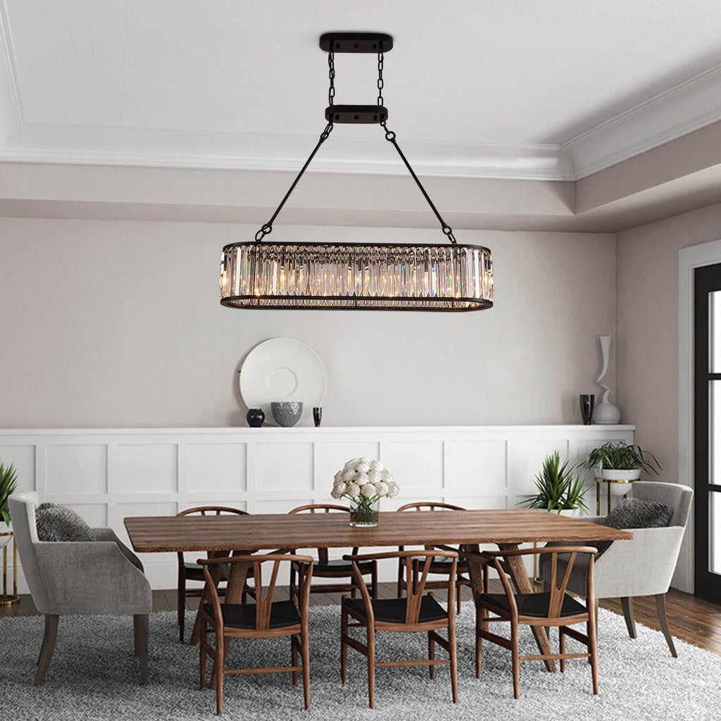 MOOONI-Vintage-Oval-Rectangular-Matte-Black-Crystal-Chandelier-Dining-Room