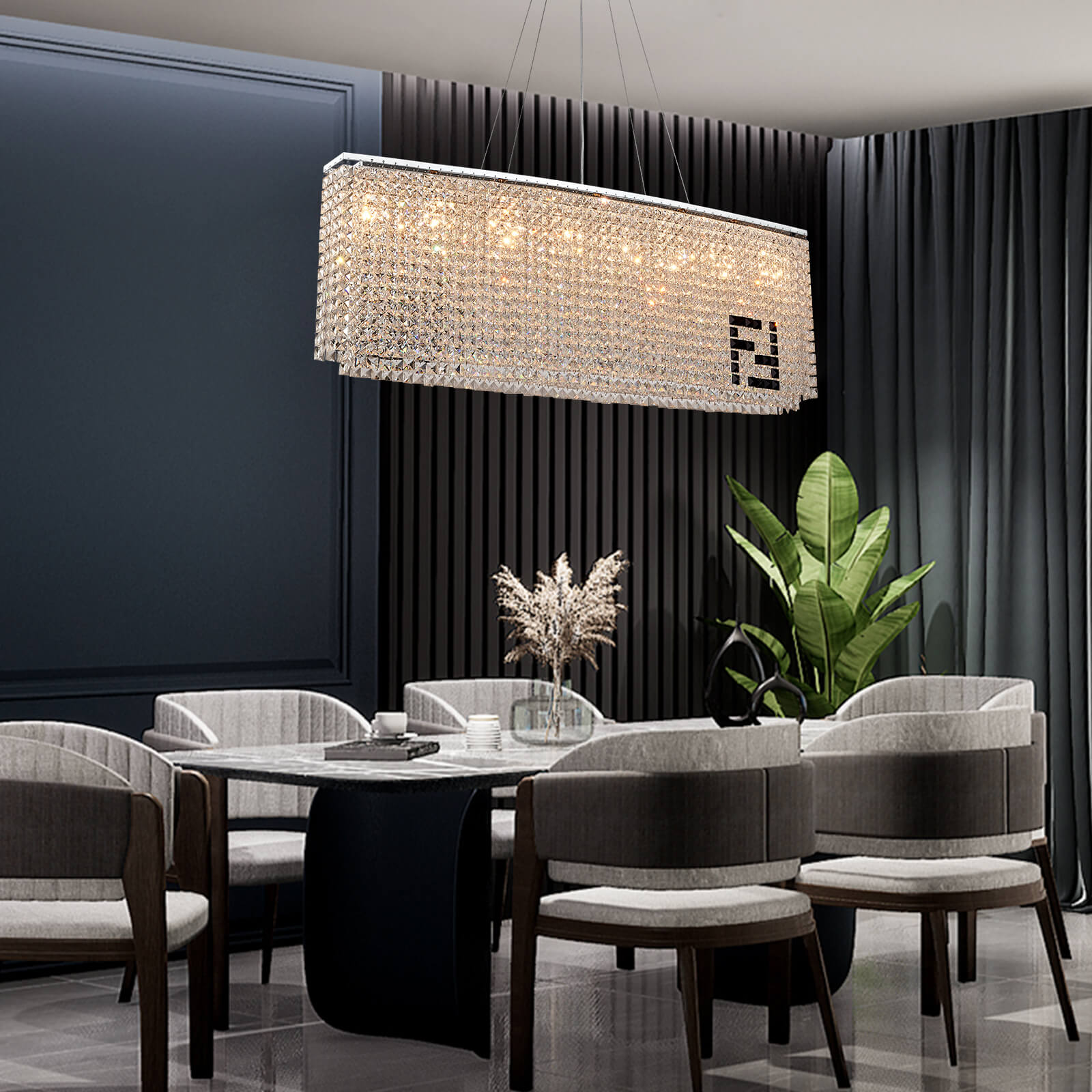 Rectangle Crystal Contemporary Chandelier