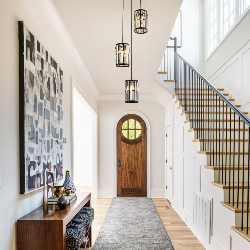 MOOONI-Vintage-Spiral-Matte-Black-Crystal-Chandelier-Staircase