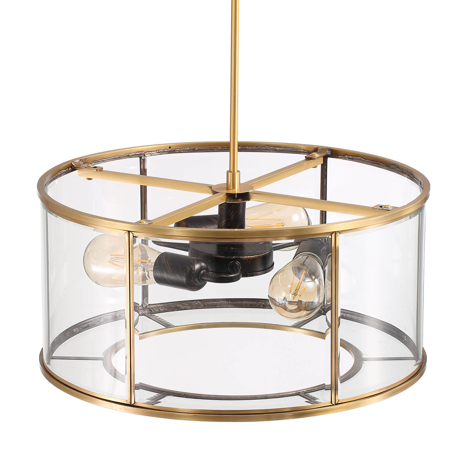 Round Glass Transparent Gold Frame Chandelier