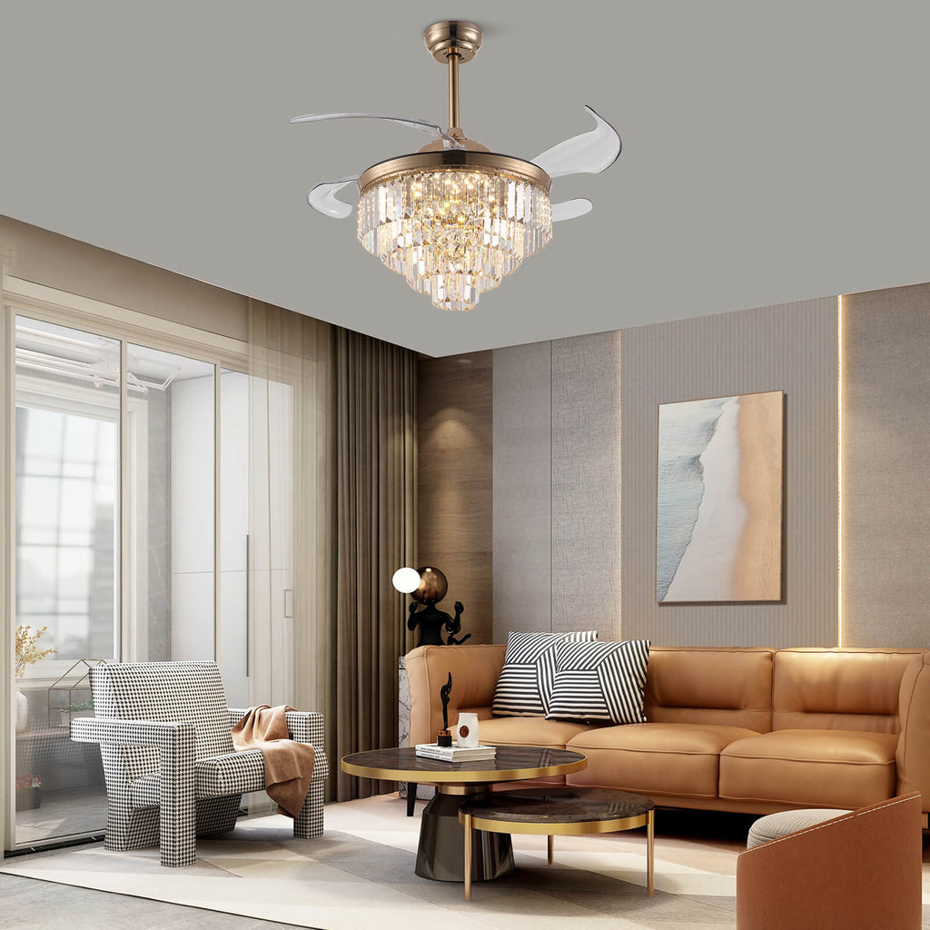 Top-Rated Crystal Gold Retractable l Fandelier