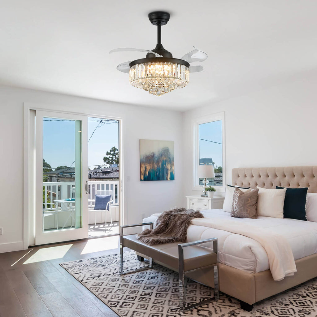 Classic Brushed Nickel Retractable All-in-One Fandelier