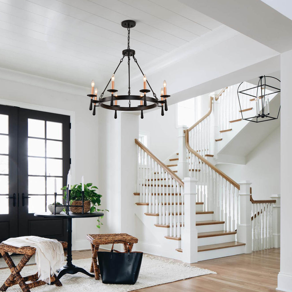 Night Rose 8 Lights Candle Round Chandelier