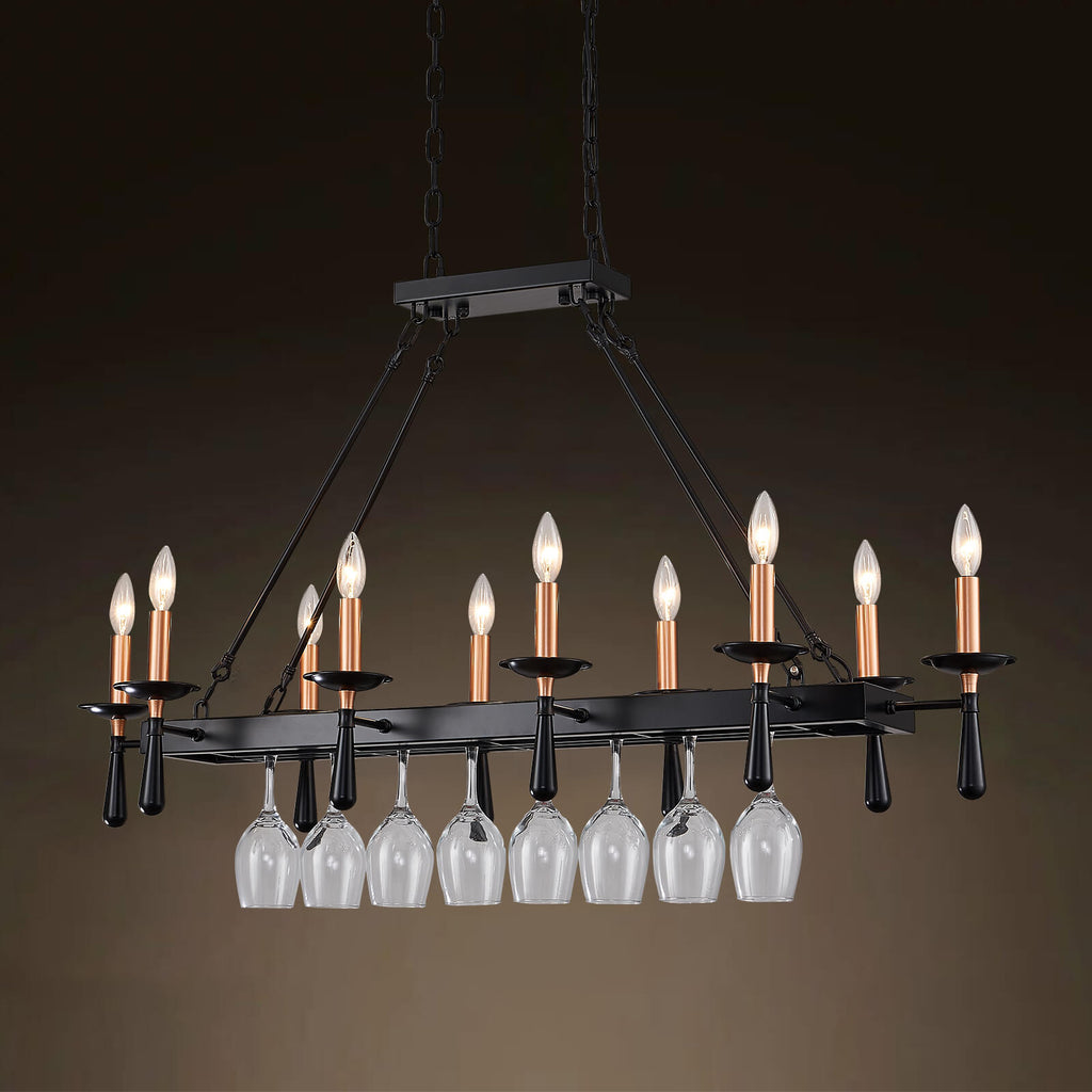 Rustic Candelabra Black Iron Frame Chandelier