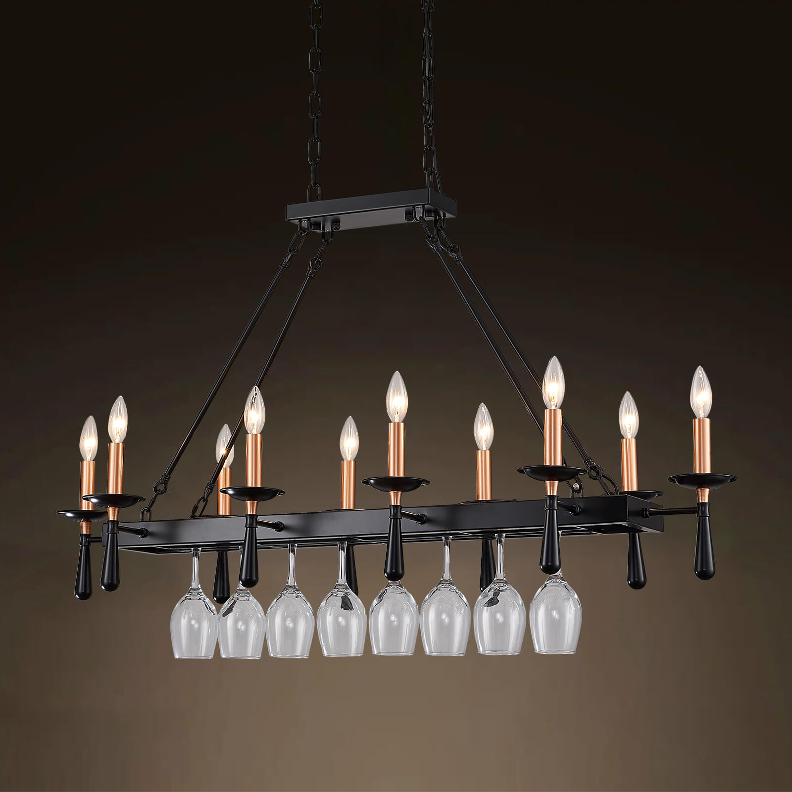 Rustic Candelabra Black Iron Frame Chandelier