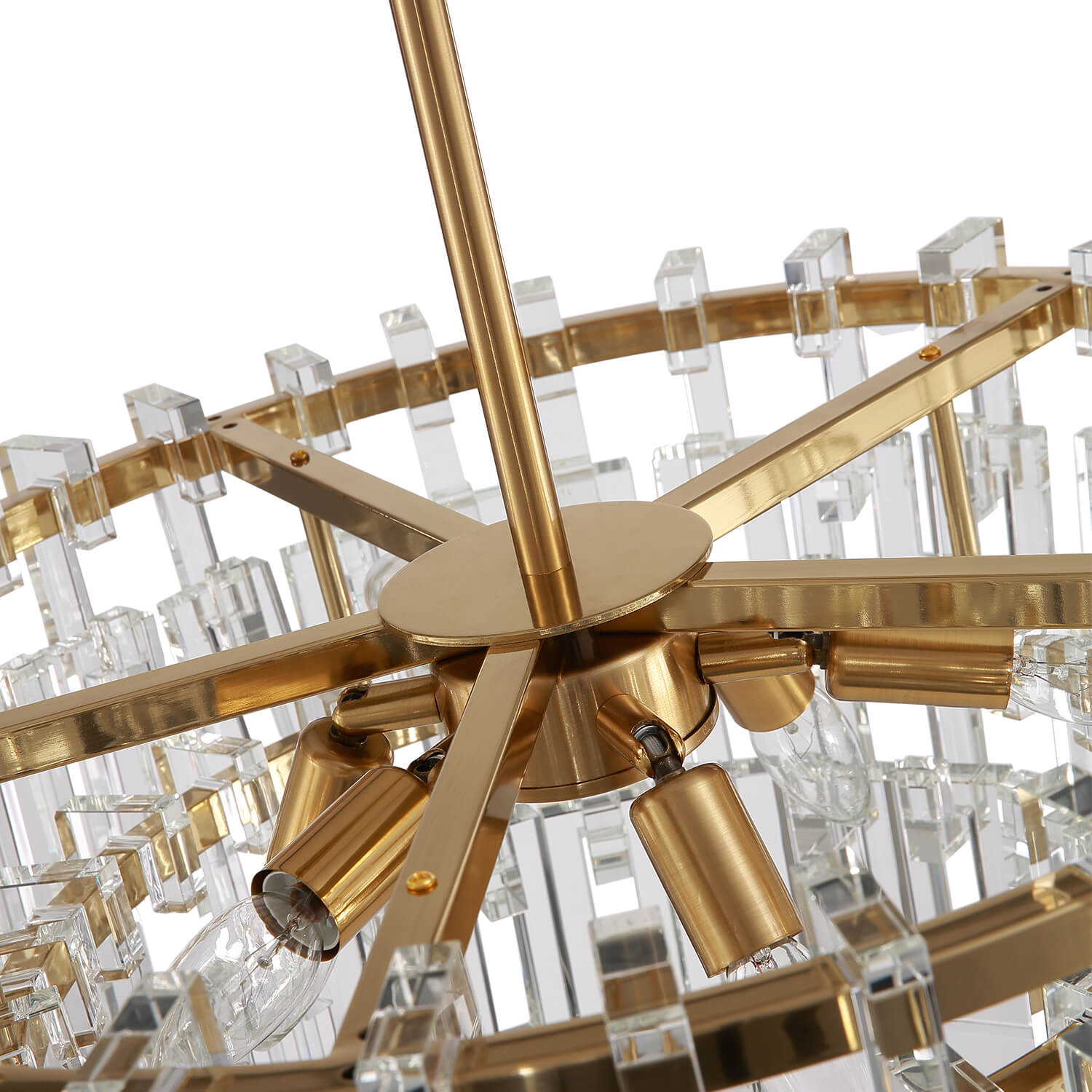 Gold Frame Crystal 3 Layers Circular Chandelier