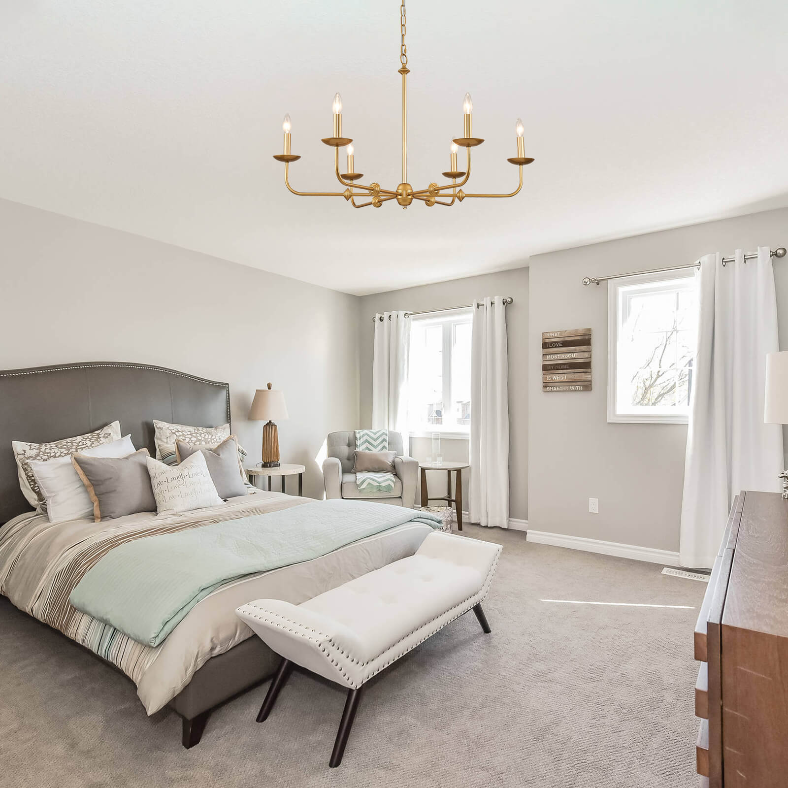 Gold Courtly Round Candle Chandelier 6 lights