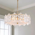 Round Gold Chandelier Modern Glass Pendant Light