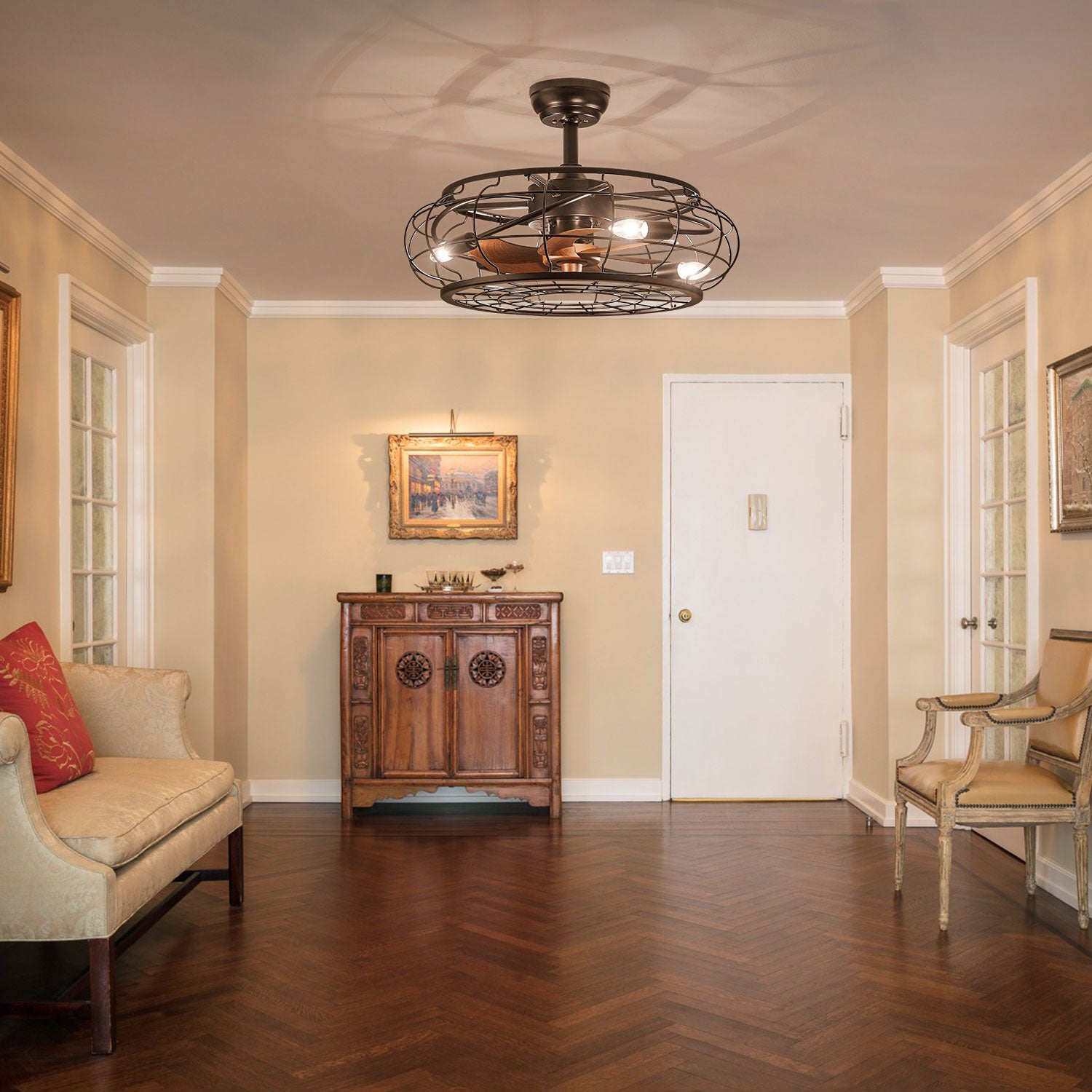 Pumpkin Iron Simple Cage Fan With Light