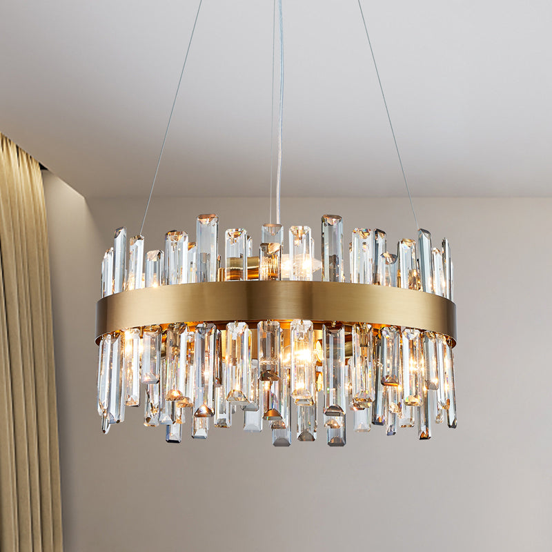 Round Cross Crystal Bar Gold Frame Chandelier