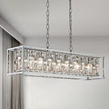 Silver Metal frame Rectangular Crystal Chandelier