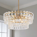 Gold Frame Crystal 3 Layers Circular Chandelier