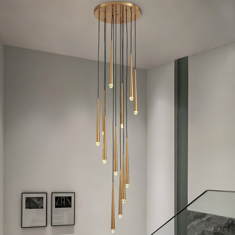 Gold Spinal Tube Combination Chandelier