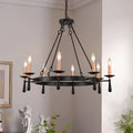 Night Rose 8 Lights Candle Round Chandelier