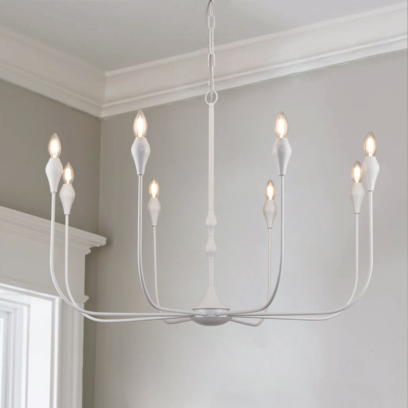White Teardrop Candle Chandelier 8 Lights