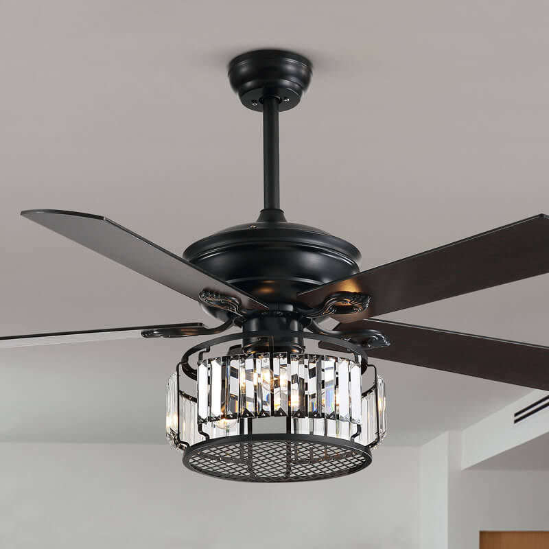 MOOONI-Ceiling-Fan-Light-Matte-Black-Industrial-Vertical-Crystal-Strips-Fandelier-50“