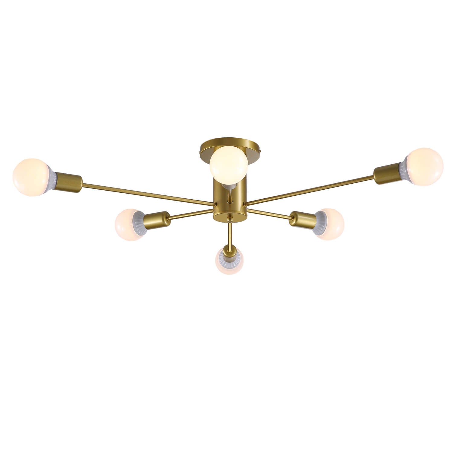 Mid-Century Gold Frame Globe Chandelier 6 Lights