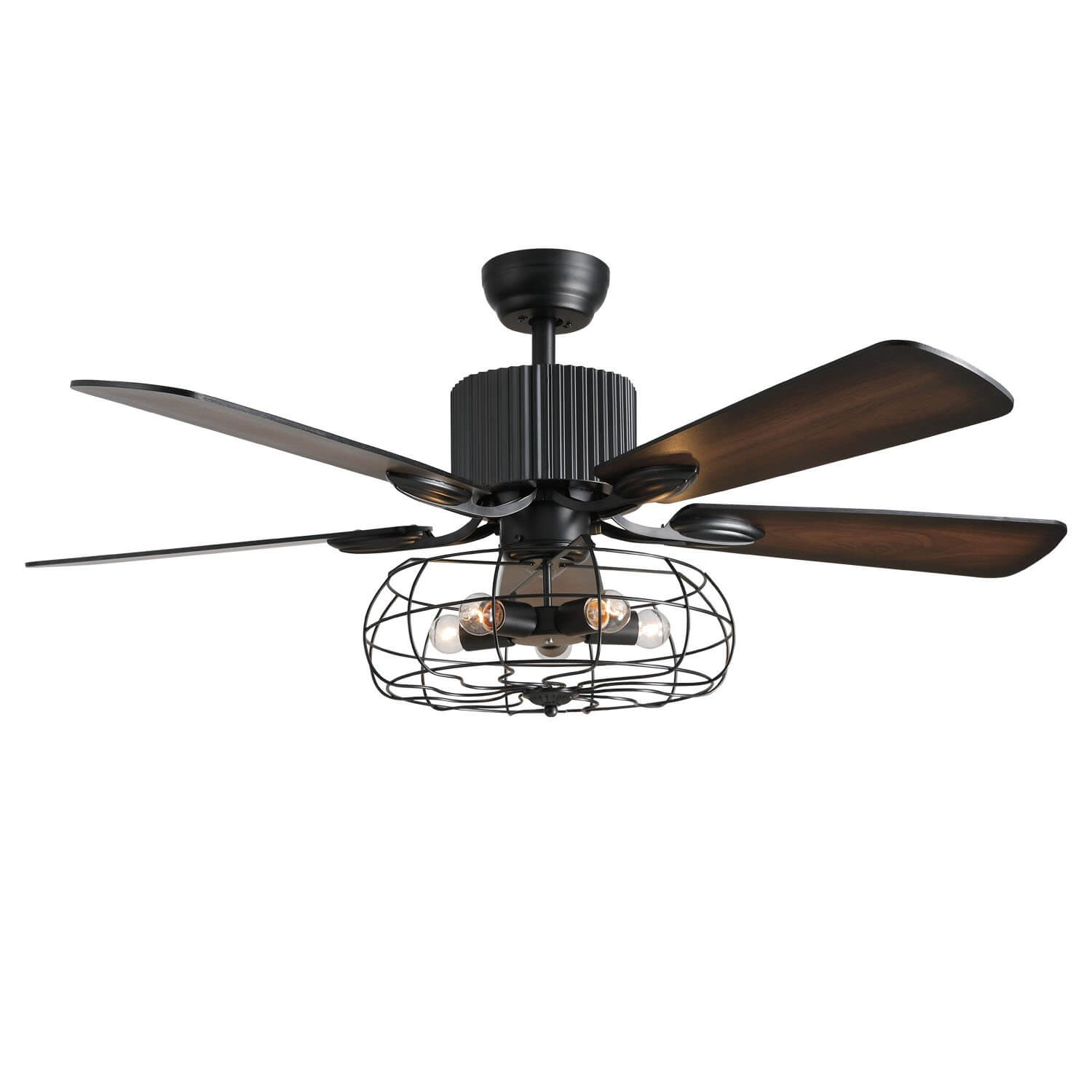 MOOONI-Ceiling-Fan-Light-Matte-Black-Finish-Industrial-Caged-Fandelier-52“