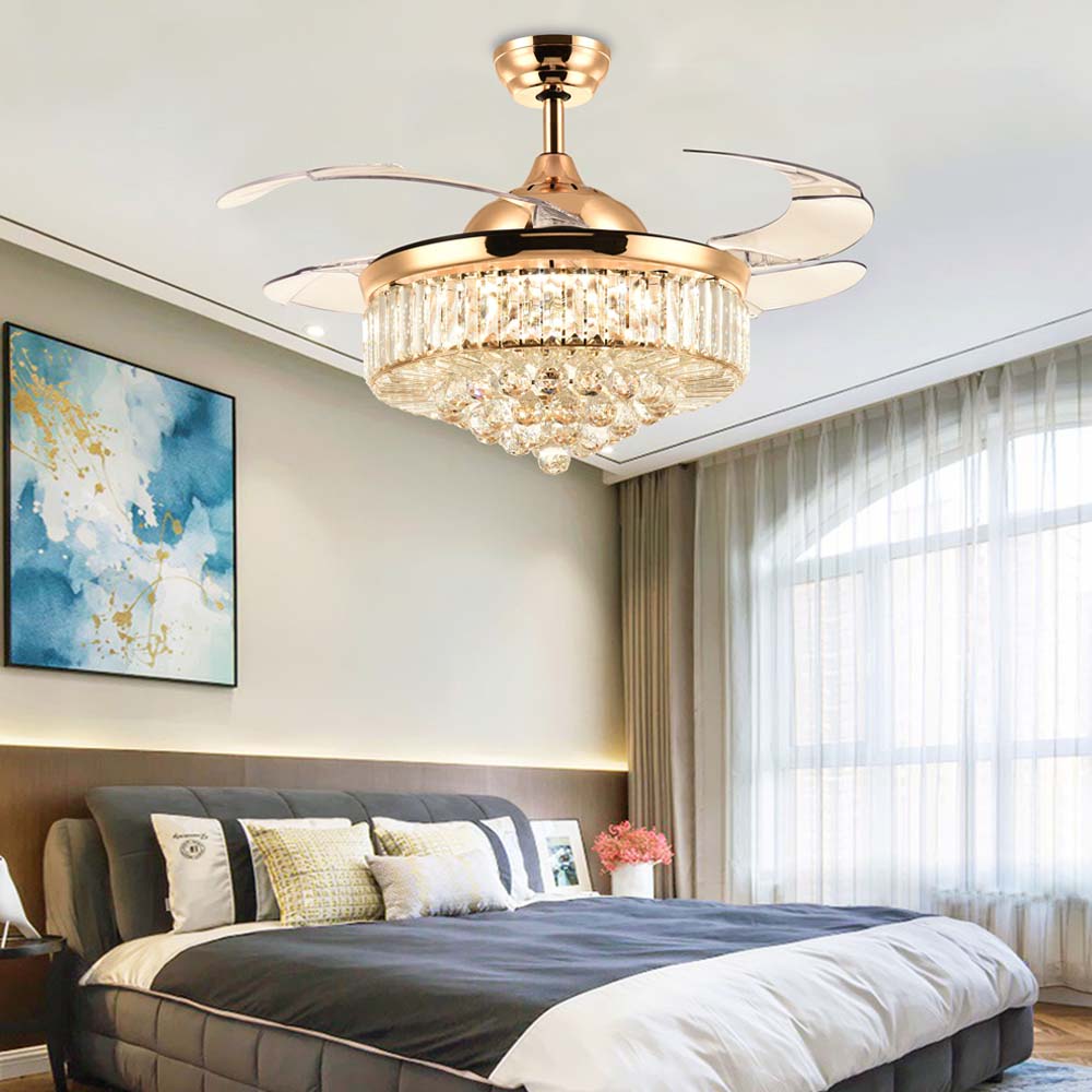 Retractable Blades Ceiling Fan With
