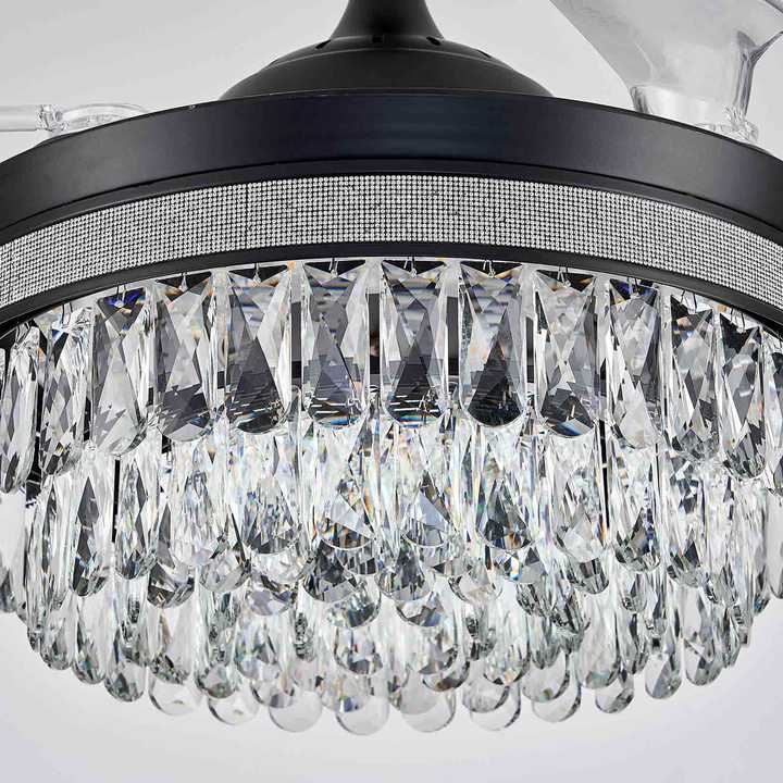 Top Rated Matt Black Retractable Crystal Fandelier