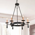 Night Rose 6 Lights Candle Round Chandelier