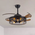 Industrial Black Caged Retractable Fandelier